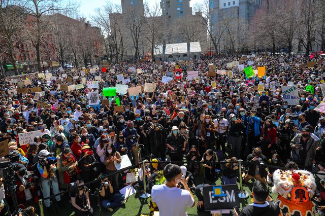 Thousands gather for the Stop Asian Hate rally in Columbus Park, March 21, 2021